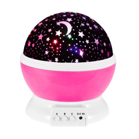 LEAN Toys Projektor Gwiazd Obrotowy 360° LED Lampka Nocna Różowy LEAN Toys Projektor Gwiazd Obrotowy 360° LED Lampka Nocna Różowy