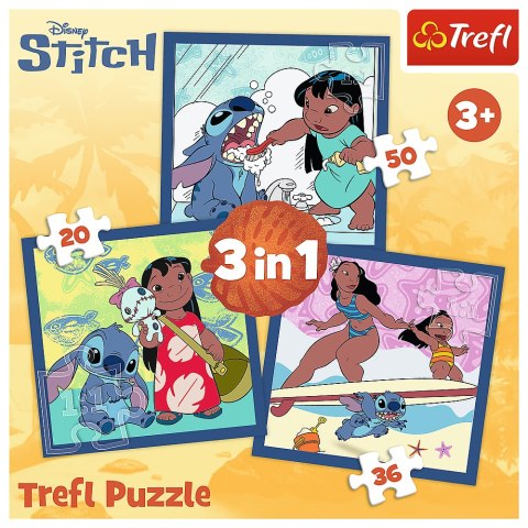 Trefl Puzzle Puzzla 3w1 - Czas ze Stitchem Lilo and Stitch Trefl 34896