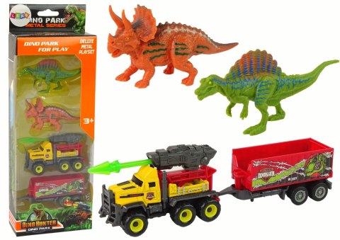 LEAN Toys Dinozaury Zestaw Samochód Rakieta Z Naczepą Żółty
