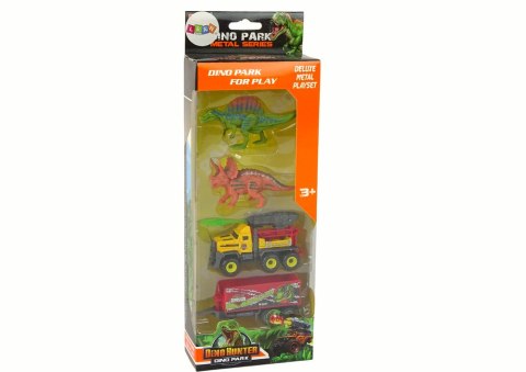 LEAN Toys Dinozaury Zestaw Samochód Rakieta Z Naczepą Żółty LEAN Toys Dinozaury Zestaw Samochód Rakieta Z Naczepą Żółty