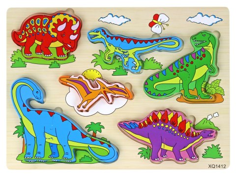LEAN Toys Drewniane Puzzle 3D Dla Dzieci Gra Logiczna Układanka Dinozaury 11 El. LEAN Toys Drewniane Puzzle 3D Dla Dzieci Gra Logiczna Układanka Dinozaury 11 El.