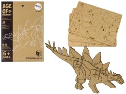 LEAN Toys Drewniane Puzzle Przestrzenne 3D Stegozaur Składanka Edukacyjna 41 Elementów