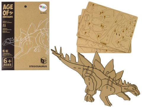 LEAN Toys Drewniane Puzzle Przestrzenne 3D Stegozaur Składanka Edukacyjna 41 Elementów