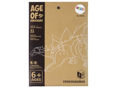 LEAN Toys Drewniane Puzzle Przestrzenne 3D Stegozaur Składanka Edukacyjna 41 Elementów LEAN Toys Drewniane Puzzle Przestrzenne 3D Stegozaur Składanka Edukacyjna 41 Elementów
