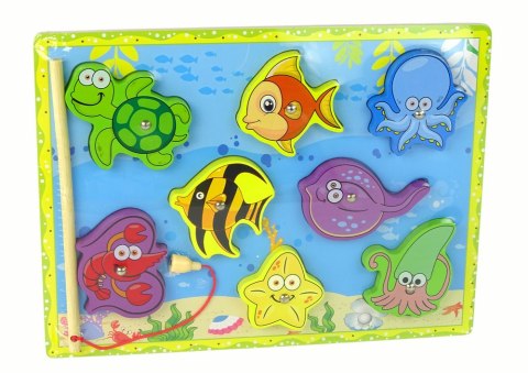 LEAN Toys Drewniany Zestaw Do Łowienia Zwierząt Morskich