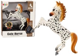 LEAN Toys Figurka Konia Biały Koń w Kropki Stojący Stajnia Farma Cute Horse