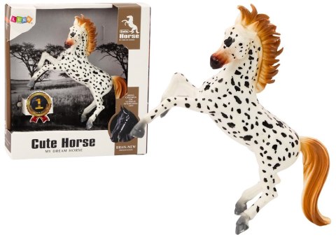 LEAN Toys Figurka Konia Biały Koń w Kropki Stojący Stajnia Farma Cute Horse