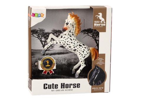 LEAN Toys Figurka Konia Biały Koń w Kropki Stojący Stajnia Farma Cute Horse LEAN Toys Figurka Konia Biały Koń w Kropki Stojący Stajnia Farma Cute Horse