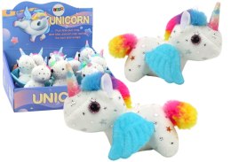 LEAN Toys Jednorożec Konik Pluszowy Naciągany Skaczący Biały