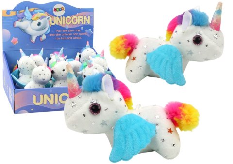 LEAN Toys Jednorożec Konik Pluszowy Naciągany Skaczący Biały