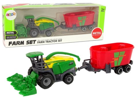 LEAN Toys Kombajn z Przyczepą Maszyna Rolnicza Zielony Czerwony LEAN Toys Kombajn z Przyczepą Maszyna Rolnicza Zielony Czerwony