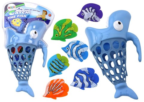 LEAN Toys Koszyczek Do Łowienia Rybek Rekin Uchwyt Rybki Niebieski