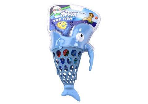 LEAN Toys Koszyczek Do Łowienia Rybek Rekin Uchwyt Rybki Niebieski