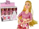 LEAN Toys Lalka Dla Dzieci W Ciąży Różowa Sukienka Kwiaty