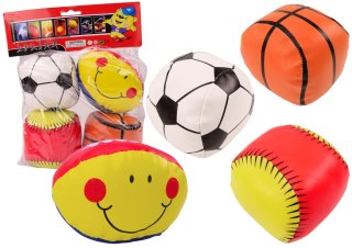 LEAN Toys Miękkie Piłki Sportowe Koszykówka Rugby Piłka Nożna Baseball Zestaw 4ele.