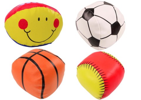LEAN Toys Miękkie Piłki Sportowe Koszykówka Rugby Piłka Nożna Baseball Zestaw 4ele.