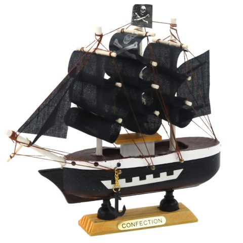 LEAN Toys Model Kolekcjonerski Dekoracyjny Statek Żaglowiec Piracki Czarny 16x15cm