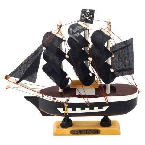 LEAN Toys Model Kolekcjonerski Dekoracyjny Statek Żaglowiec Piracki Czarny 16x15cm