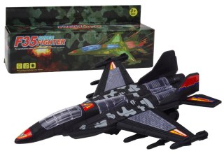 LEAN Toys Myśliwiec Militarny F35 Jeżdżący Światła Dźwięki Czarny