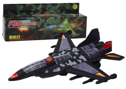 LEAN Toys Myśliwiec Militarny F35 Jeżdżący Światła Dźwięki Czarny