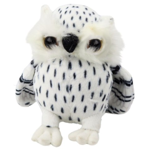 LEAN Toys Pluszowa Mała Sowa Maskotka Przytulanka Biała Czarne Cętki 15cm