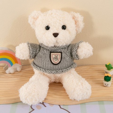 LEAN Toys Pluszowa Maskotka Przytulanka Miś Biały Szary Sweterek 26cm
