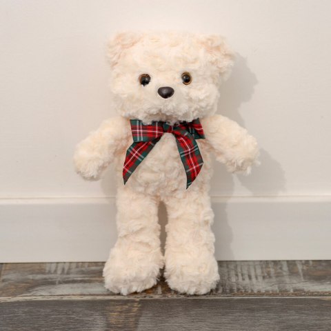 LEAN Toys Pluszowa Maskotka Przytulanka Miś Z Kokardą Biały 30cm