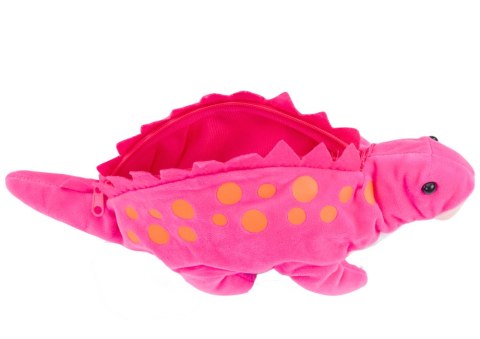 LEAN Toys Pluszowy Dinozaur Piórnik Schowek Zawieszka Różowy