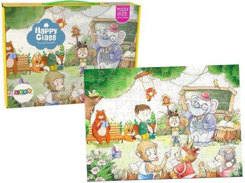 LEAN Toys Puzzle Szkoła Dla Zwierząt 100 Elementów