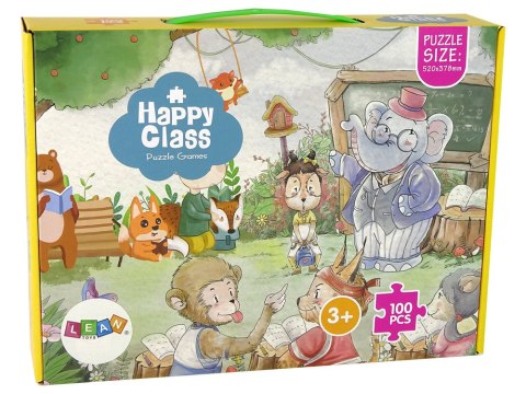 LEAN Toys Puzzle Szkoła Dla Zwierząt 100 Elementów