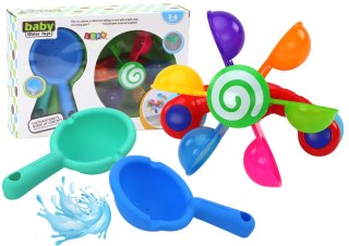 LEAN Toys Zabawka Obrotowa Do Kąpieli Kolorowe Miseczki Dwie Łyżki