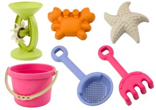 LEAN Toys Zestaw Zabawek Do Piasku Wiaderko Młynek Sitko foremki Pastelowy