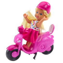 LEAN TOYS Zestaw Mini Laleczka Lalka Skuter Kask Różowy