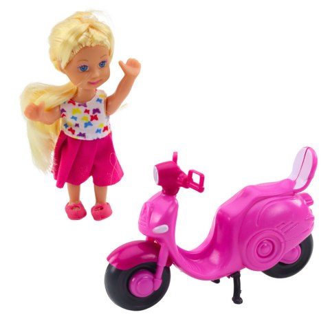 LEAN TOYS Zestaw Mini Laleczka Lalka Skuter Kask Różowy