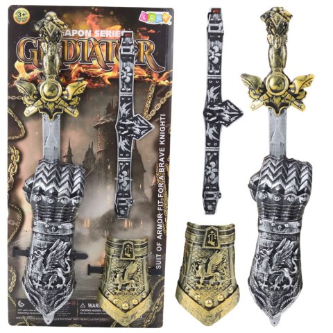 LEAN TOYS Zestaw Rycerski Gladiator Miecz Ochraniacze Pas Zdobione