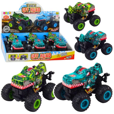 LEAN Toys Auto Terenowe Dinozaur Napęd Światła Dźwięki Zielony Turkusowy