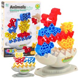 LEAN Toys Gra Zręcznościowa Balansująca Wieża Kamień Zwierzęta Klocki Kolorowe