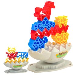 LEAN Toys Gra Zręcznościowa Balansująca Wieża Kamień Zwierzęta Klocki Kolorowe