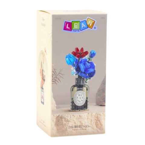 LEAN Toys Klocki Konstrukcyjne Bukiet Kwiatów W Wazonie Czerwono-Niebieski 358 el.