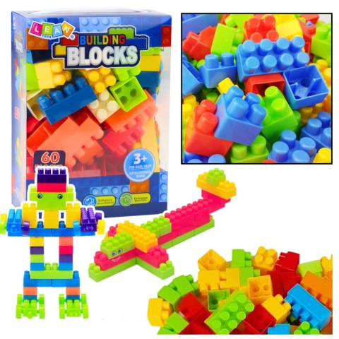 LEAN Toys Klocki W Pudełku Edukacyjne Duże Budowlane Zestaw Kolorowe 60 ele.