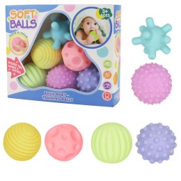 LEAN Toys Piłki Sensoryczne Dla Dzieci Edukacyjne Miękkie Kolorowe 6szt