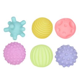 LEAN Toys Piłki Sensoryczne Dla Dzieci Edukacyjne Miękkie Kolorowe 6szt