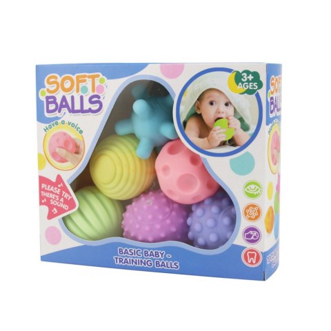 LEAN Toys Piłki Sensoryczne Dla Dzieci Edukacyjne Miękkie Kolorowe 6szt LEAN Toys Piłki Sensoryczne Dla Dzieci Edukacyjne Miękkie Kolorowe 6szt