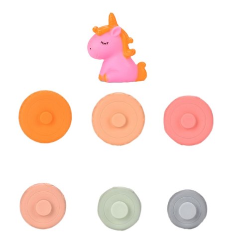 LEAN Toys Piramidka Wieża Dla Malucha Gumowe Miękkie Klocki Jednorożec