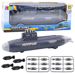 LEAN Toys Statek Łódź Podwodna Strzelająca Torpedami Napęd Ciemnoszara 28cm