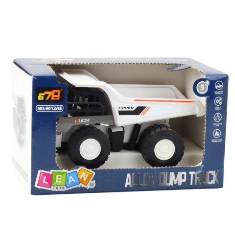 LEAN Toys Wywrotka Ciężarówka Budowlana Metalowe Elementy Napęd Biała