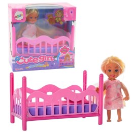 LEAN Toys Zestaw Mini Laleczka W Piżamie Łóżeczko Różowe