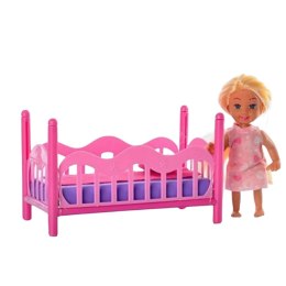 LEAN Toys Zestaw Mini Laleczka W Piżamie Łóżeczko Różowe