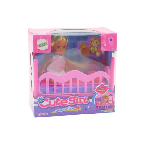 LEAN Toys Zestaw Mini Laleczka W Piżamie Łóżeczko Różowe