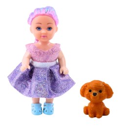 LEAN Toys Zestaw Mini Laleczka W Sukience Łóżeczko Dwupiętrowe Piesek
